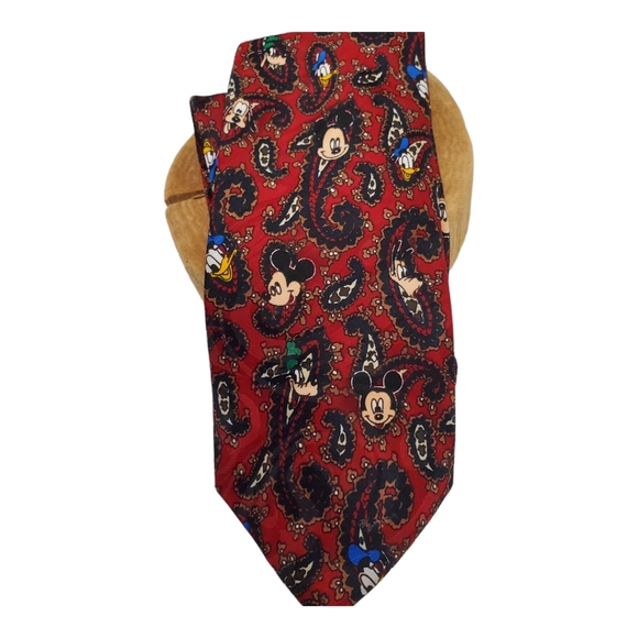 Vintage Disney Mickey Unlimited Tie Goofy Donald Necktie Paisley - Picture 3 of 5